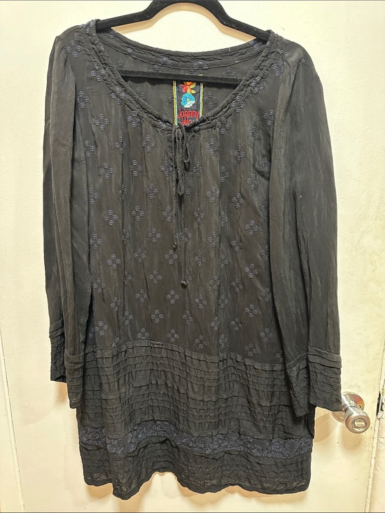 Johnny Was Tops - Johnny Was Black Embroidered Boho Peasant Tunic